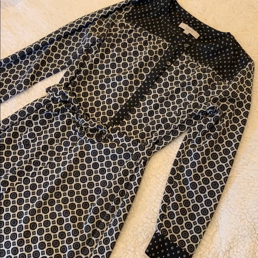 LOFT Black and White Patterned Dress
